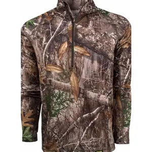 Unisex Camouflage Quarter Zip – Oversized Fleece Long Sleeve, Warm Outdoor Hunting Shirt