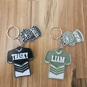 Personalized Male Cheerleader Outfit Keychain | Custom Cheer Bag Tag