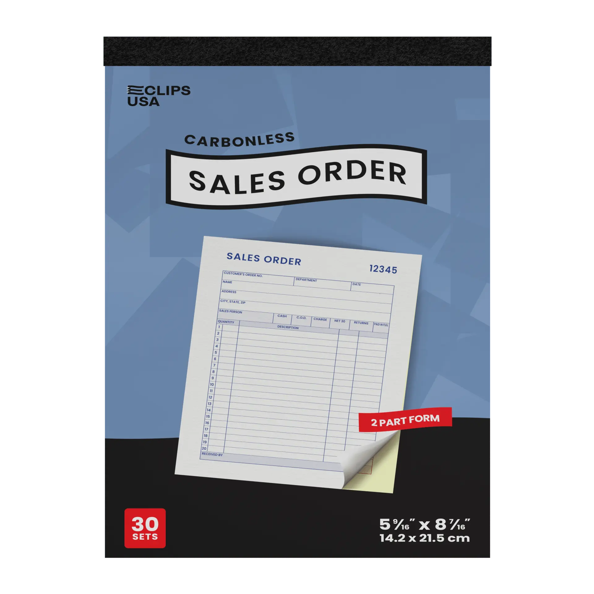 White Carbonless Sales Order Receipt Books - 5.5 X 8.5 Inches, 30 Transactions (60 Sheets)