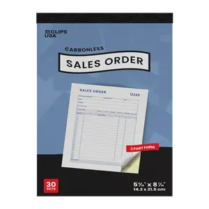White Carbonless Sales Order Receipt Books - 5.5 X 8.5 Inches, 30 Transactions (60 Sheets)