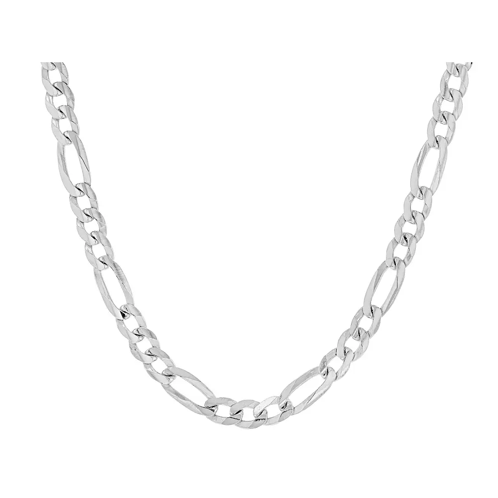 JTV Sterling Silver Figaro Chain Necklace, 3.8mm, 18" Length, Ideal for Jewelry DIY Projects