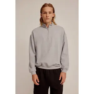 Heavyweight Track Sweater - Grey Marl