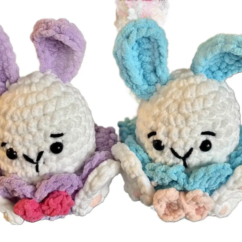 Bunny in a Basket - Adorable Crochet Plush with Pastel Colors and Soft Texture for Kids