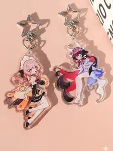 Genshi Colombina Sandrone Acrylic Keychain Backpack Charm with Multiple Cute Characters - Perfect Fan Art Gift for Fans