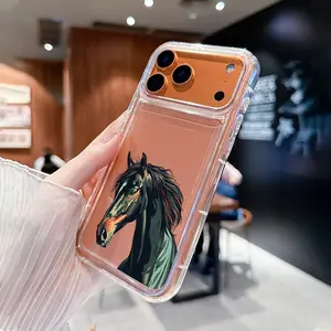 Transparent Airbag Case, Creative Colorful Horse Geometric Pattern Anti-Drop Soft Shell, Tpu Phone Cover for iPhone 11/12/13/14 Pro Max/15 Pro/16 Plus/promax