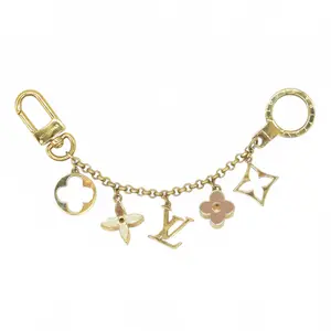 Pre-owned Louis Vuitton metal Bag Accessories $600 2017 Brass Enamel Fleur De Monogram Bag Charm Chain Gold FJ1127