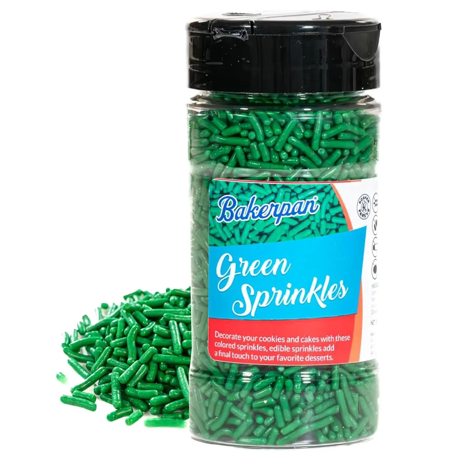 Bakerpan 2 Pack Green Jimmies Sprinkles - 6 Ounces Green Sprinkles for Cake Decorating, Edible Sprinkle for Cupcakes, Ice Cream & Cookies