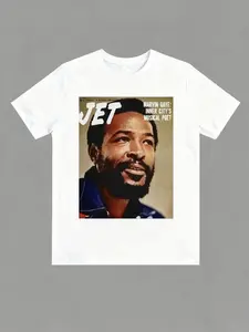 Vintage Marvin Gaye Graphic Print T-Shirt, Crewneck, Long, Fitted, Casual Style, Soft Fabric, Daily Wear, Retro Music Inspired Design, Unisex Fashion Piece, Vibe