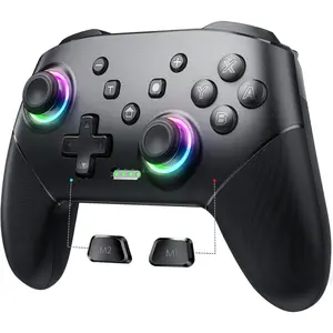 Controller , Pro Controllers Compatible with /Lite/OLED/PC, -Key Pairing Gamepad with 9-Color RGB LEDs 1000mAh  6-Axis Motion Wake Up Function