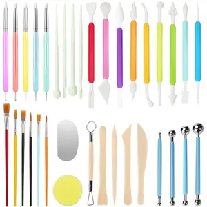 35 count Pottery Tools Kit, Professional Ceramic Sculpting, Carving, and Air Dry Clay Kit for  Ages - Includes Trimming, Dotting, Embossing, Scoring, Fondant, Painting and Polymer Clay Tools
