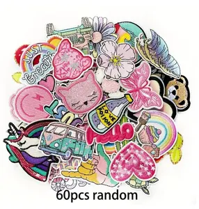 60Pcs Random Assorted Styles Embroidered Appliques Iron on Patches for Clothing Hats Funny Patch Repair DIY Accessories