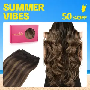 WENNALIFE Sew in Silky Salon Hair Extensions Dark Brown to Chestnut Brown Human Hair 80g to 100g Machine Weft Hair Extensionns