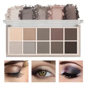 Matte Naked High Pigmented Eyeshadow Palette - 10 Colors, Long Lasting & Waterproof Cream Makeup - Blend, Smooth