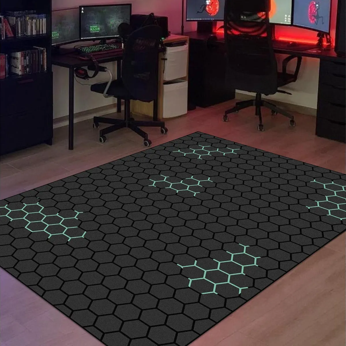 1pc Gaming Room Carpet, Cool Geometric Pattern Cyberpunk Style, Living Room Printed Rug, Non-Slip Mat for Home and Outdoor Decor, Game Rug, Gamer Rug, Cool Theme Rug, Indoor Floor Mat, Gaming Rugs