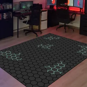 1pc Gaming Room Carpet, Cool Geometric Pattern Cyberpunk Style, Living Room Printed Rug, Non-Slip Mat for Home and Outdoor Decor, Game Rug, Indoor Floor Mat