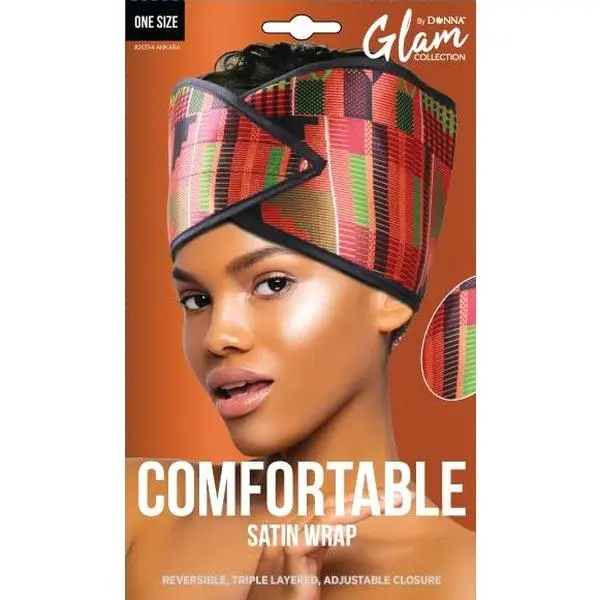DONNA Satin Hair Wrap 24x6 Reversible Triple Layered with Adjustable Closure for Women Braids Locs Natural Hair Ankara