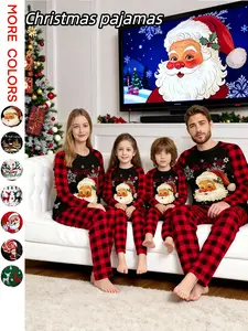 Men Women Sleepwear Set Long Sleeve Pants Christmas Couple Pajamas Kids Holiday Family Boys Girls Casual Loose Fit All Seasons