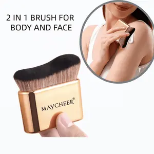 MAYCHEER Professional Kabuki Foundation Brush, Makeup Brush, Self-Tanning Brush, Dual-Use Makeup Brush for Liquid Foundation/Powder/Loose Powder, Suitable for Face, Neck, Body and Legs Tanning Makeup (Pink Gold)