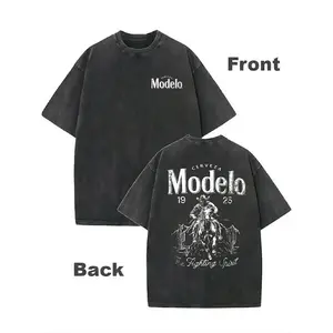 Modelo 1925 Men's Western Cowboy Double-Sided Print T-Shirt | Vintage Casual Short Sleeve Tee, Classic Streetwear Top for Daily and Outdoor Wear