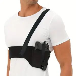 Unisex rubber concealed shoulder holster - adjustable, breathable, and comfortable design with magazine pouch - suitable for male and female gun owners of all builds.