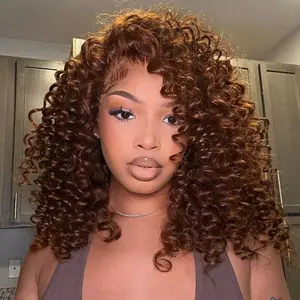 Chocolate Brown Curly Bob Wigs Human Hair Short Bob Deep Curly Lace Frontal Human Hair Wigs for Women 180% Density 13X6 Transparent HD Lace Frontal Wig 100%Human Hair Wigs Brown Curly Wave Bob Wig Pre Plucked Natural Hairline With Baby Hair