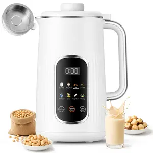 8-in-1 Nut Milk Maker 40oz , stainless steel cover，AutomaticAlmond Oat Soy Milk Machine, Makes Juice& Smoothie, 12 Hours Delay Timer PresetSave Time, Large Touch Screen, Keep Warm,Boil Water, Self-Cleaning for Home KitchenSummerVibes