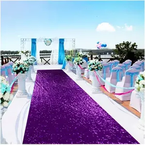1 Pcs Purple Carpet Runner for Party Wedding Aisle Runners 2x15FT Sequin Aisle Runner for Wedding Ceremony Glitter Aisle Runner Rug Outdoor Carpet Runner for Wedding Bridal Shower Party Decorations