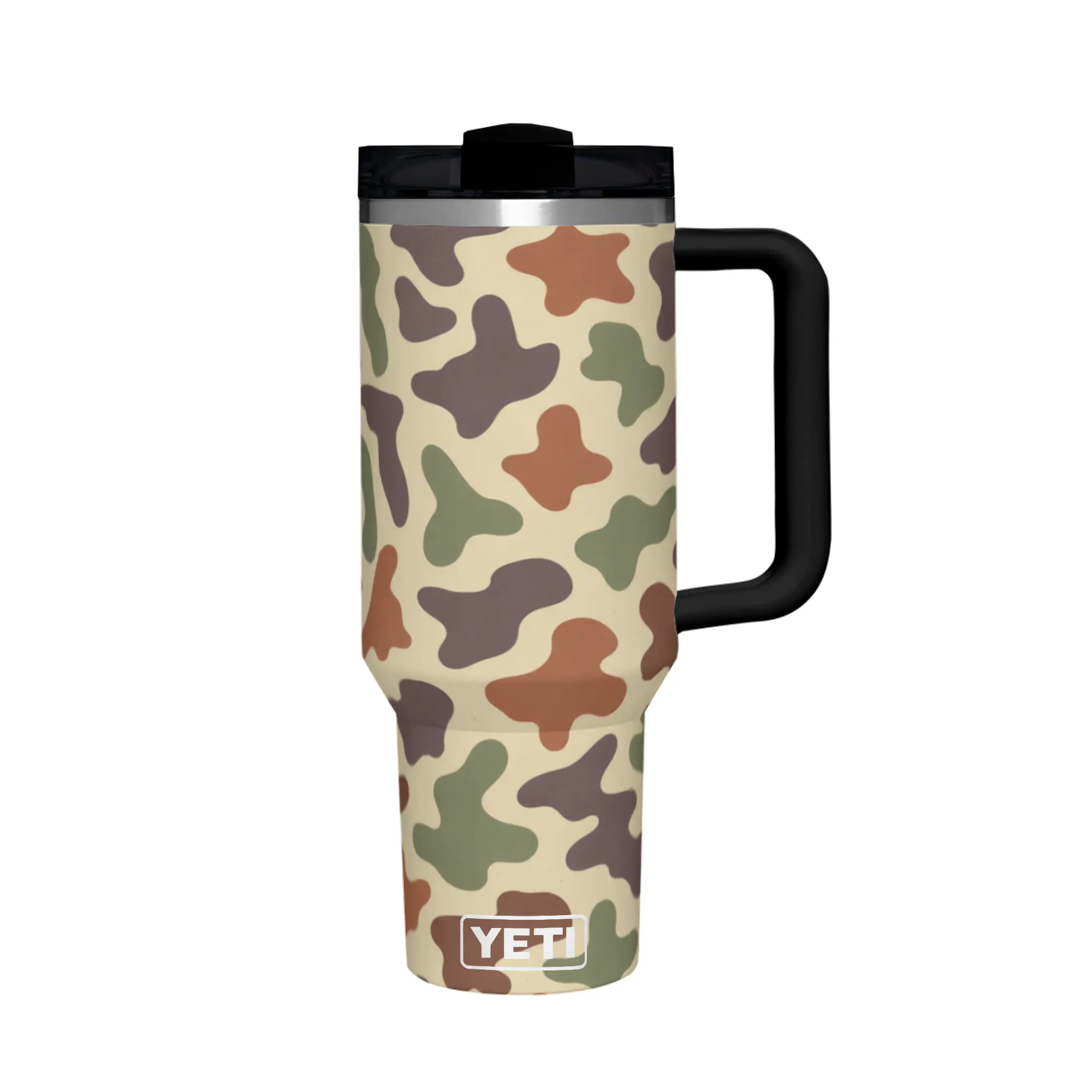 YETI Rambler 40 oz Tumbler with Handle and Straw Lid, Travel Mug Water Tumbler, Vacuum Insulated Cup with Handle, Camo Drinkware