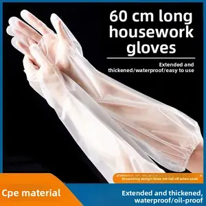 10Pairs Long Gloves for Cleaning - Extra Long Disposable Cleaning Gloves 23.6 Inches Reusable Long Sleeve Gloves Waterproof for Kitchen Cooking Household Dishwashing
