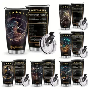 Zodiac Constellation 20oz Insulated Tumbler, Goth Witchy Astrology Travel Mug, Stainless Steel Coffee Cup, Birthday Gift for Men & Women
