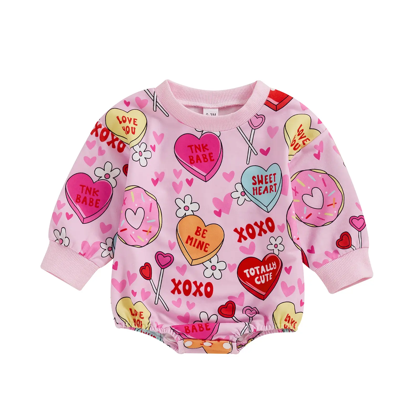 Newborn Baby Girl Valentines Day Outfit Heart Long Sleeve Romper Bodysuit Jumpsuit Spring Clothes