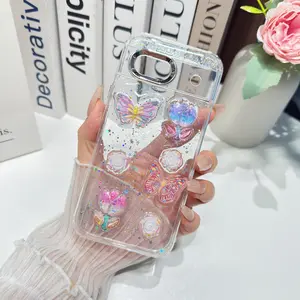 Cute 3D Bow Butterfly Pearl Tulip Glitter Clear Case for Google Pixel 10/9 Pro XL Pixel 10/9Pro Pixel 9A 8A Pixel 10/9/8 Cover Smartphone Cellphone