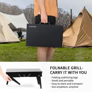 MASTER COOK Portable Charcoal Grill, Foldable BBQ Grill Kit Easy to Carry, Mini Tabletop Grill for Outdoor Camping, Patio and Picnic, 17.1”*10.8”*2.5”