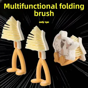 Foldable triangle brush, corner brush, gap brush, kitchen vertical pot brush, dishwashing brush, stove gap cleaning brush