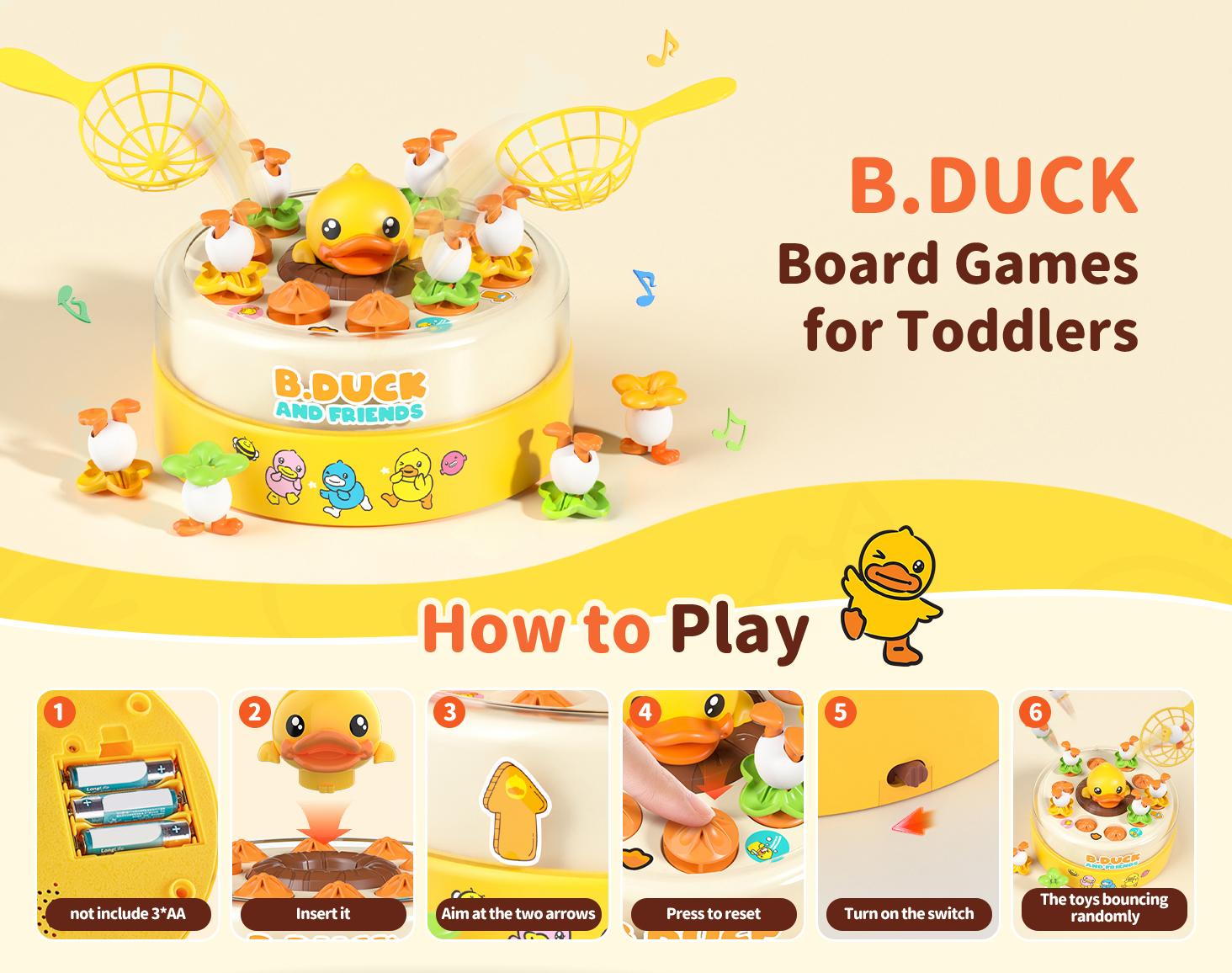 Easter Gift B.Duck Games, Bounce and Catch Duck Board Games, Duck Game Toys for Birthday Gifts