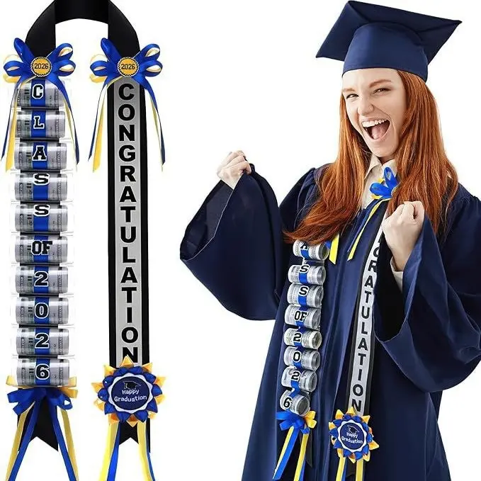 Hand-Braided Ribbon Money Lei - Class of 2026 Graduation Cash Holder, Fashion Accessory, Memory Gift for Graduates