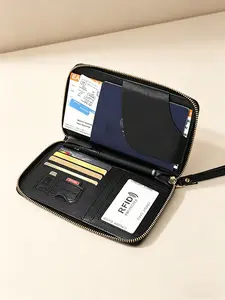 Women's Zippered Leather Phone Wallet, Multi-Card Slot Wristlet Clutch with Phone Pocket, All-in-One Handbag for Daily Use, Shopping & Travel