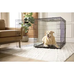 Precision Pet Products 1-Door Wire Dog Crate With Removable Pan & 5-Point Locking System, 36" For Pets 50-70 lb, Black bed