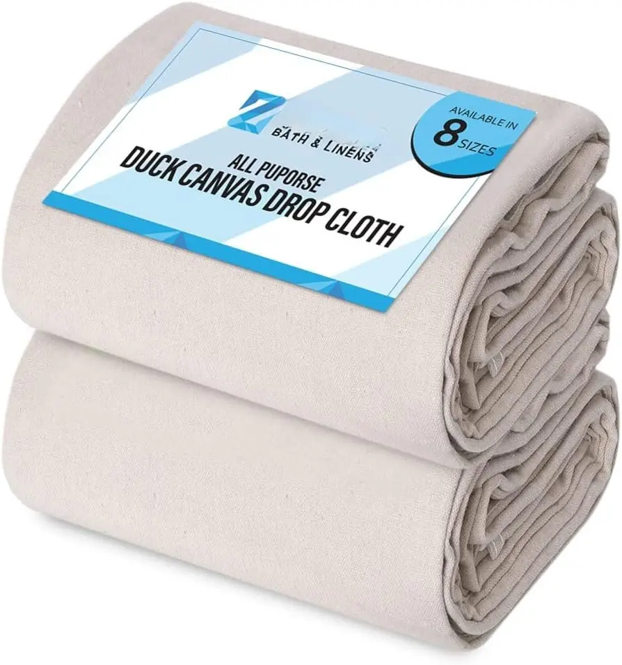 Canvas Drop Cloth (Size 4 x 15  - Pack of 2) - Pure  Painters Drop Cloth for Painting, Furniture & Floor Protection -  Purpose Thick Canvas tarp with Double Stitched Edges