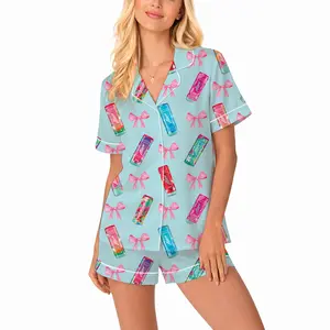 Alani Nu Lime Slush Satin Pajama Set, Cute Coquette Bow Pajamas, Energy Drink Aesthetic Sleepwear, Trendy Satin Loungewear, Gift for Her