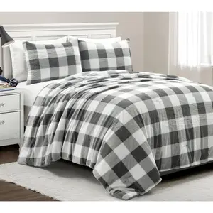 Lush Decor Plaid Ultra Soft Faux Fur Comforter3Pc King
