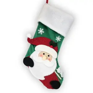 Giftsforyounow Santa Claus Plush Christmas Stocking  Green And Red Holiday Fireplace Decoration For Kids