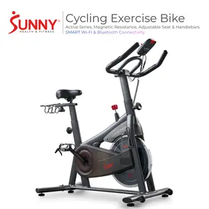 Sunny Health & Fitness Active Spin Bike for Home Gym Quiet Magnetic Resistance, Belt Drive, Adjustable Indoor Cycling Bike for Cardio & Weight Loss