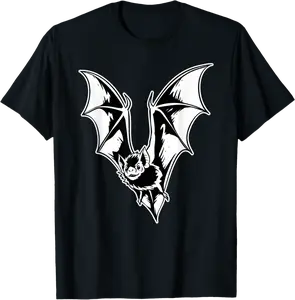 Vampire Bat Dracula Gothic Blackwork T-Shirt - Nafeesaami Shop 65B0D85R6Y5X
