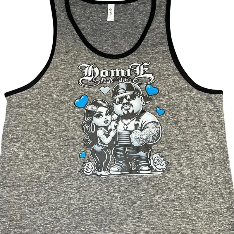 Homie hookups love printed on Shaka tank tops Womenswear Casual Crew Neck Fitted