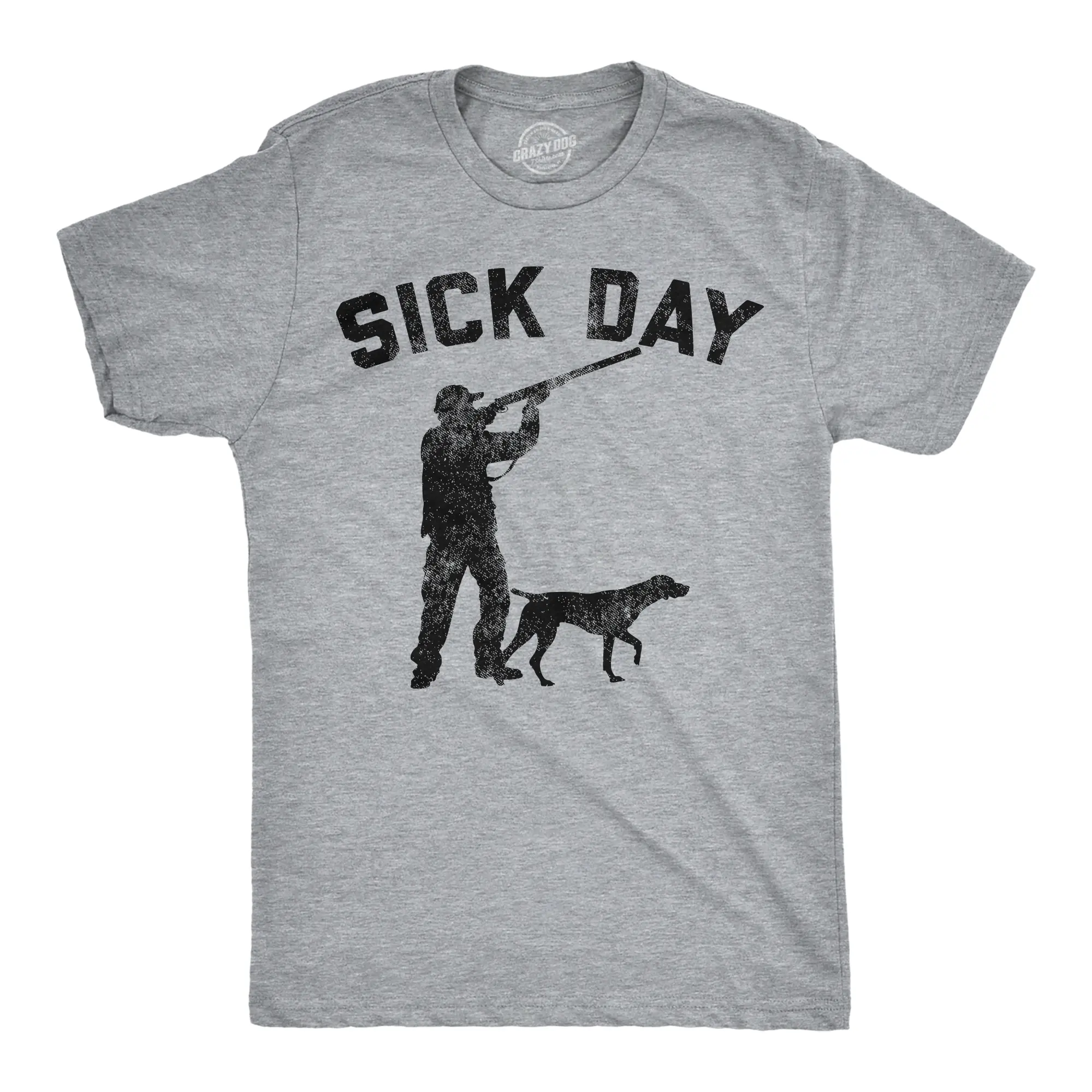 Mens Funny T Shirts Sick Day Hunting Sarcastic Hunters Joke Tee For Men Mens Funny T Shirts Cool Vintage Fashion T-Shirt Gift Classic Menswear Office Apparel for Men Funny Hunting Short Sleeve Novelty Tees for Light Grey