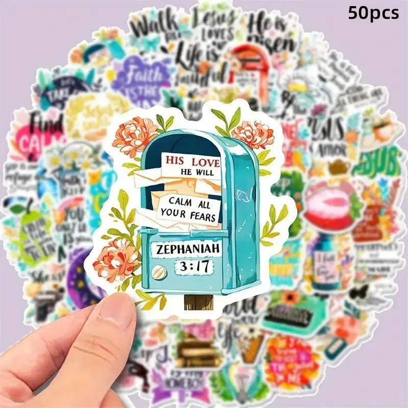 50pcs Bible Verse Inspirational Quotes Stickers - Faith-based Stickers, perfect as gifts for spiritual individuals and Bible enthusiasts, Vinyl Self-Adhesive aesthetic Decals - Suitable for sticking on Truck Bottle Laptop Car, Decals For Trucks