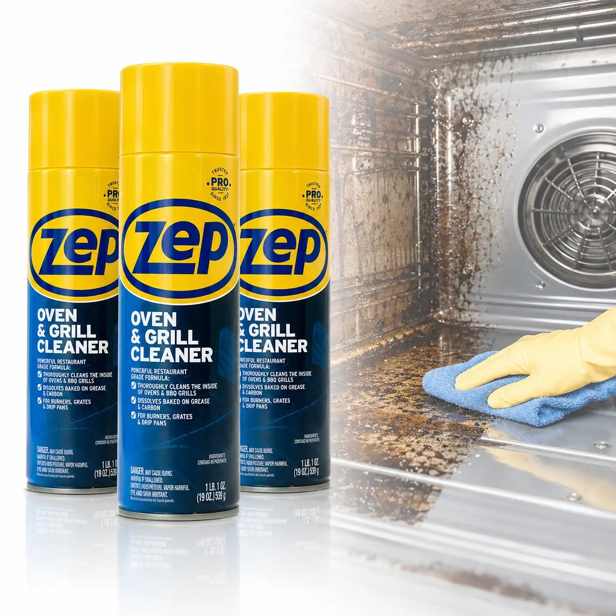 Zep Oven And Grill Cleaner 19 oz Foam Household for Cleaning Kitchen, Oven, Stove, Range Hood, Sink, Pots, Pans, Porcelain and Ceramic Ware, Powerful foam penetrates for a deep clean