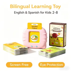 KIDGENIUS Bilingual Flashcards - Engaging Spanish & English Vocabulary Cards for Kids 224 Montessori-Inspired Words Safe Interactive Toy Perfect Gift for Ages 2-8 Screen-Free Eye Protection