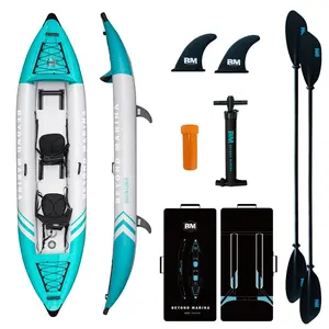 BEYOND MARINA Inflatable Tandem Kayak, 12'6"x36.5" 2-Person Water Sports Kayak, 507 lbs Capacity, Drop Stitch & Double-Layer PVC for Lake, River Adventures